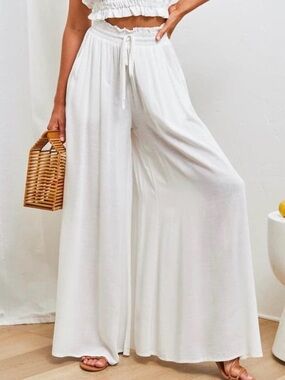 NWT YOCUR Women Palazzo Flowy Summer Beach Vacation Wide Leg Pants